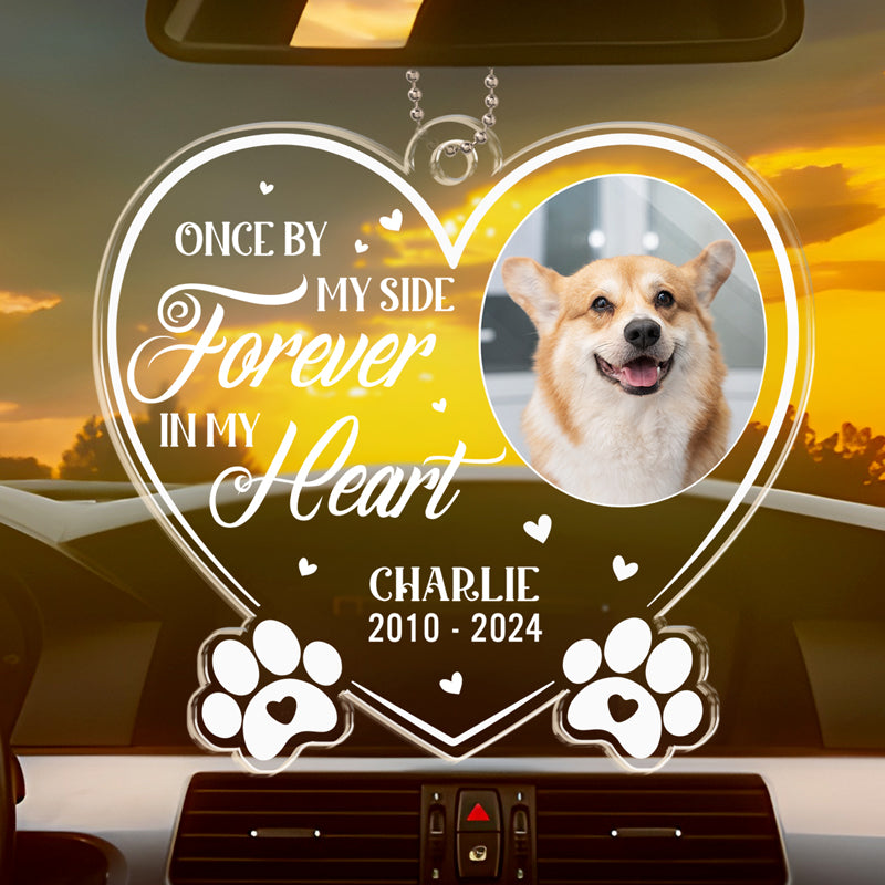 Photo personnalisée « Je suis toujours avec toi » - Ornement de voiture personnalisé commémoratif - Forme personnalisée en acrylique - Cadeau de condoléances pour les propriétaires d'animaux et les amoureux des animaux