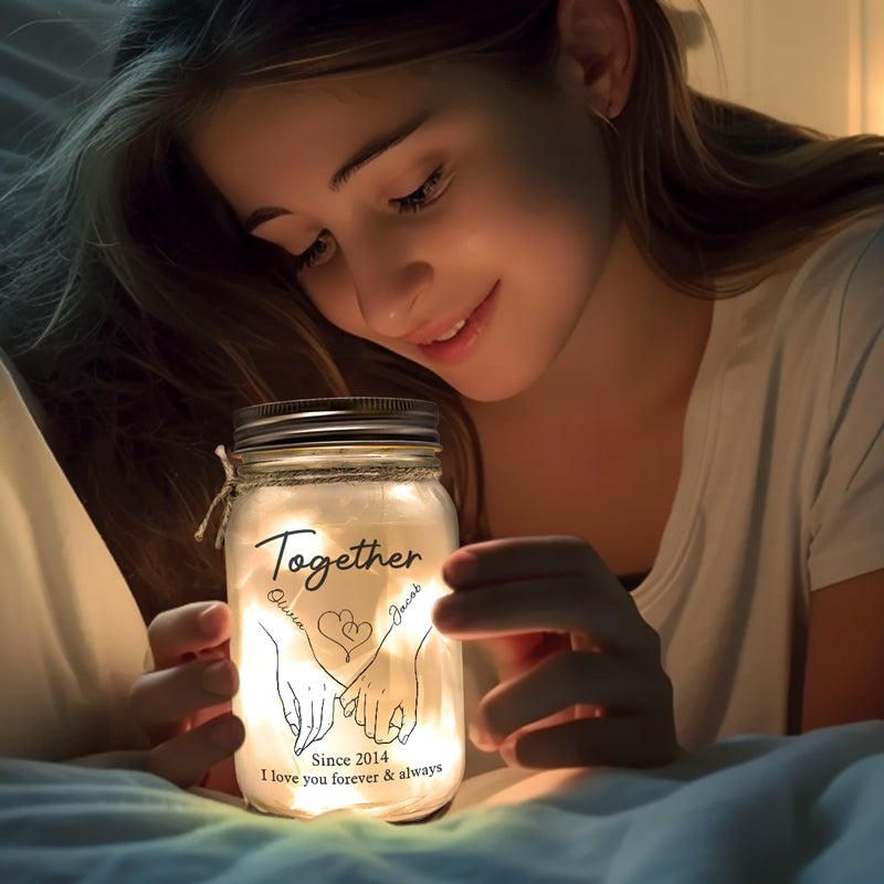 Je t'aimerai toujours jusqu'à mon dernier souffle - Lampe personnalisée en pot Mason pour couple - Cadeau pour mari et femme, anniversaire