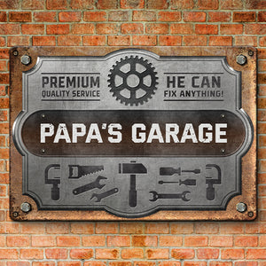 My Papa Can Fix Everything - Family Personalized Custom Home Decor Metal Sign - Father's Day, House Warming Gift For Dad