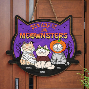 Attention aux petits miaoussards mignons ! Panneau en bois personnalisé en forme de chat, décoration d'intérieur ! Cadeau d'Halloween pour les propriétaires et les amoureux des animaux.