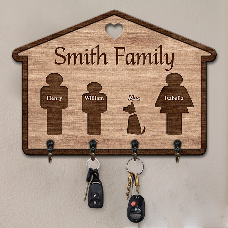 Bienvenue dans notre maison heureuse - Porte-clés personnalisé en forme de maison familiale, porte-clés - Cadeau pour les membres de la famille