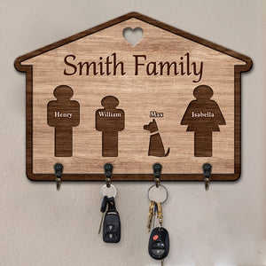 Bienvenue dans notre maison heureuse - Porte-clés personnalisé en forme de maison familiale, porte-clés - Cadeau pour les membres de la famille