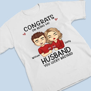 Félicitations, veinard ! T-shirt, sweat à capuche et sweat-shirt unisexe personnalisé pour couple ! Cadeau pour mari et femme, anniversaire