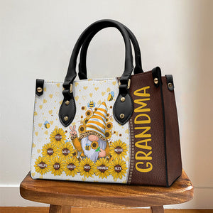 Grand-mère, tu es mon rayon de soleil - Sac à main en cuir personnalisé pour la famille - Cadeau d'anniversaire pour grand-mère