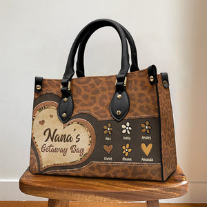 Sac d'escapade de grand-mère - Sac à main en cuir personnalisé pour la famille - Cadeau d'anniversaire pour grand-mère