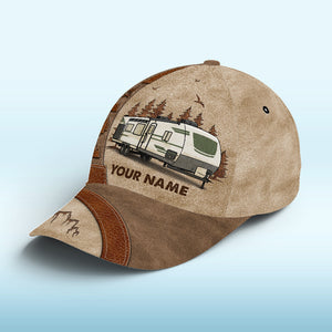 Les montagnes m'appellent et je dois y aller - Casquette de camping personnalisée, casquette classique à imprimé intégral - Cadeau pour les amateurs de camping