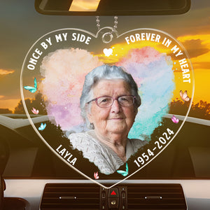 Photo personnalisée « Au revoir le plus dur » - Ornement de voiture personnalisé commémoratif - Forme personnalisée en acrylique - Cadeau de condoléances pour les membres de la famille