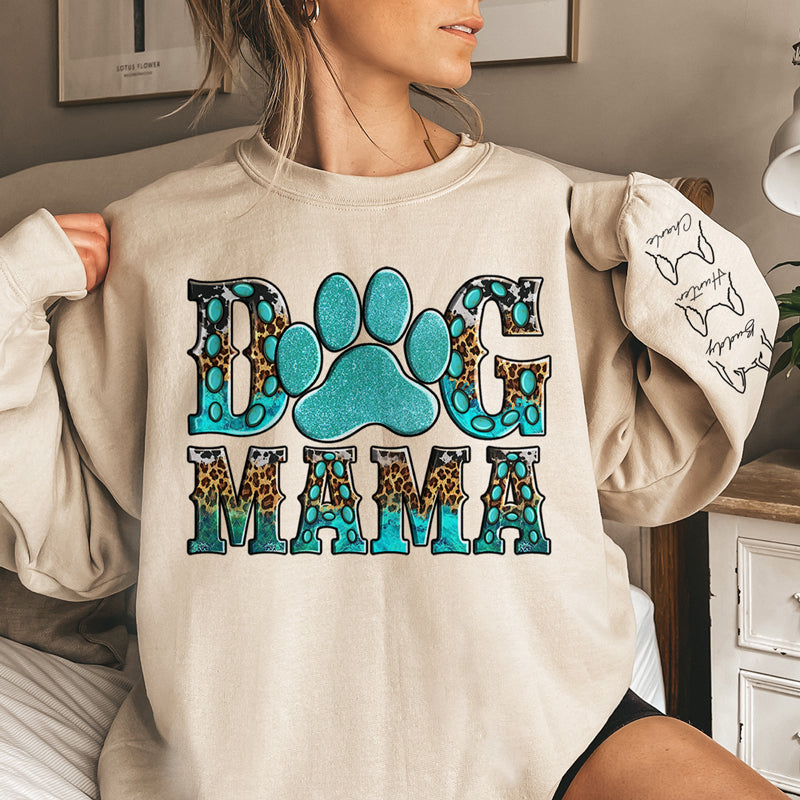 Sweat-shirt unisexe personnalisé avec motif sur la manche « Chien Maman » – Cadeau pour les propriétaires et les amoureux des animaux