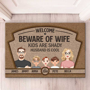 Bienvenue en famille, les enfants sont louches ! Tapis décoratif personnalisé pour la maison ! Cadeau pour les membres de la famille