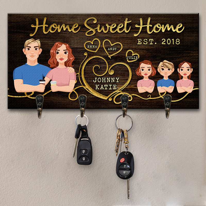 Bienvenue dans notre douce maison - Porte-clés personnalisé pour la famille, porte-clés - Cadeau pour les membres de la famille