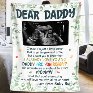 Couverture personnalisée pour bébé avec photo « Je t'aime », de la part de ton petit ventre ! Cadeau de naissance, cadeau pour papa