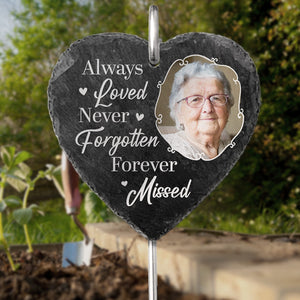 Photo personnalisée que vous n'oublierez jamais - Mémorial personnalisé Ardoise de jardin commémorative et crochet - Cadeau de condoléances pour les membres de la famille