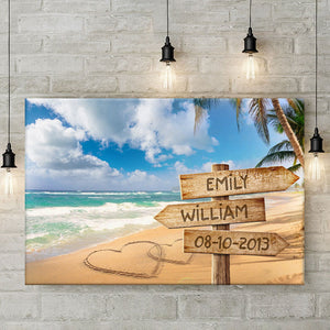 Pour toujours et à jamais - Toile horizontale personnalisée pour couple - Cadeau pour mari et femme, anniversaire