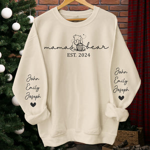 Ils m'appellent Mama Bear - Sweat-shirt unisexe personnalisé avec motif sur la manche - Fête des Mères, cadeau pour maman, grand-mère