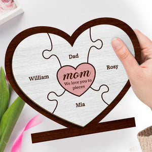 Tu es la pièce qui nous unit - Plaque en bois personnalisée à 2 couches avec support plat - Cadeau de pendaison de crémaillère pour maman