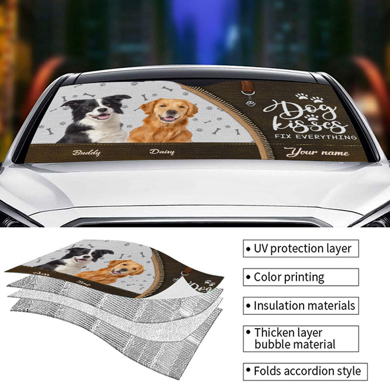 Photo personnalisée : La vie est meilleure avec des bébés à fourrure ! Pare-soleil de pare-brise de voiture personnalisé pour chien et chat, protection de fenêtre de voiture ! Cadeau pour propriétaires et amoureux des animaux.