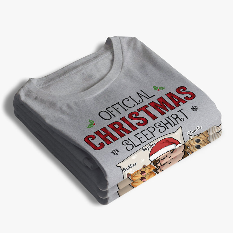 Chemise de nuit officielle de Noël - T-shirt unisexe personnalisé pour chien et chat, sweat à capuche, sweat-shirt - Cadeau de Noël pour propriétaires et amoureux des animaux