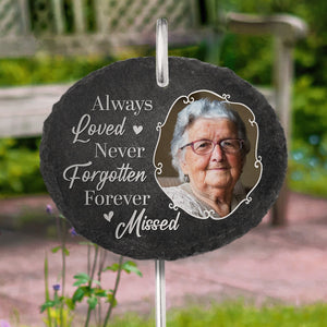 Photo personnalisée que vous n'oublierez jamais - Mémorial personnalisé Ardoise de jardin commémorative et crochet - Cadeau de condoléances pour les membres de la famille