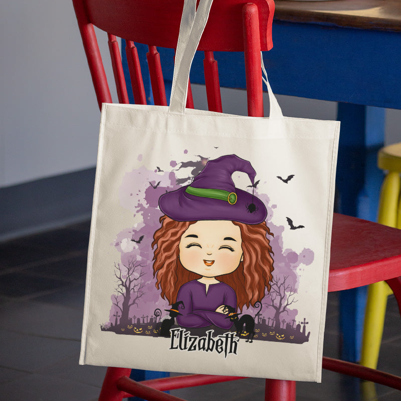 Sac fourre-tout personnalisé avec des vœux de citrouille et des baisers de bonbons au maïs - Cadeau d'Halloween pour enfant