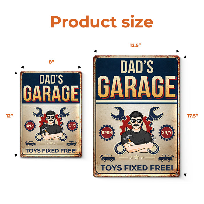 Hey, Toys Fixed Free Here! - Family Personalized Custom Home Decor Metal Sign - Father's Day, House Warming Gift For Dad