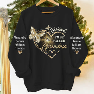 Béni d'être appelé grand-mère - Sweat-shirt unisexe personnalisé avec motif sur la manche - Cadeau de Noël pour maman et grand-mère