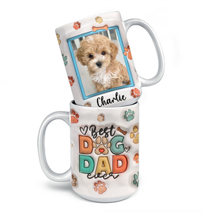 Mug personnalisé avec photo « Love Me Love My Dog » - Tasse personnalisée avec effet gonflable 3D pour chien et chat - Cadeau de Noël pour les propriétaires et les amoureux des animaux