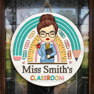 Welcome To My Classroom - Teacher Personalized Custom Round Shaped Home Decor Wood Sign - House Warming Gift For Teacher, Back To School