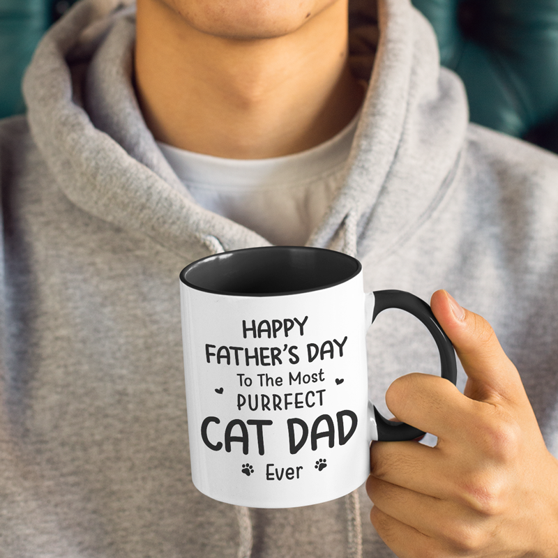 Le papa chat le plus parfait de tous les temps - Mug personnalisé avec motif chat - Fête des pères, cadeau pour les propriétaires d'animaux et les amoureux des animaux