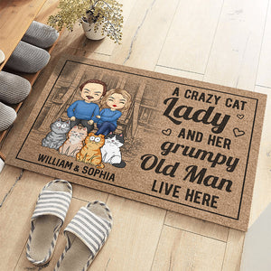 Toi, moi et les chats - Tapis décoratif personnalisé pour couple - Cadeau pour mari, femme, propriétaires d'animaux, amoureux des animaux