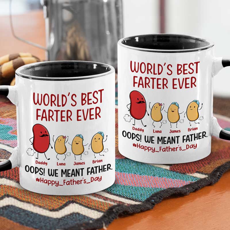 Meilleur péteur du monde, oups, je veux dire papa - Tasse personnalisée avec accents pour la famille - Cadeau de fête des pères, d'anniversaire pour papa