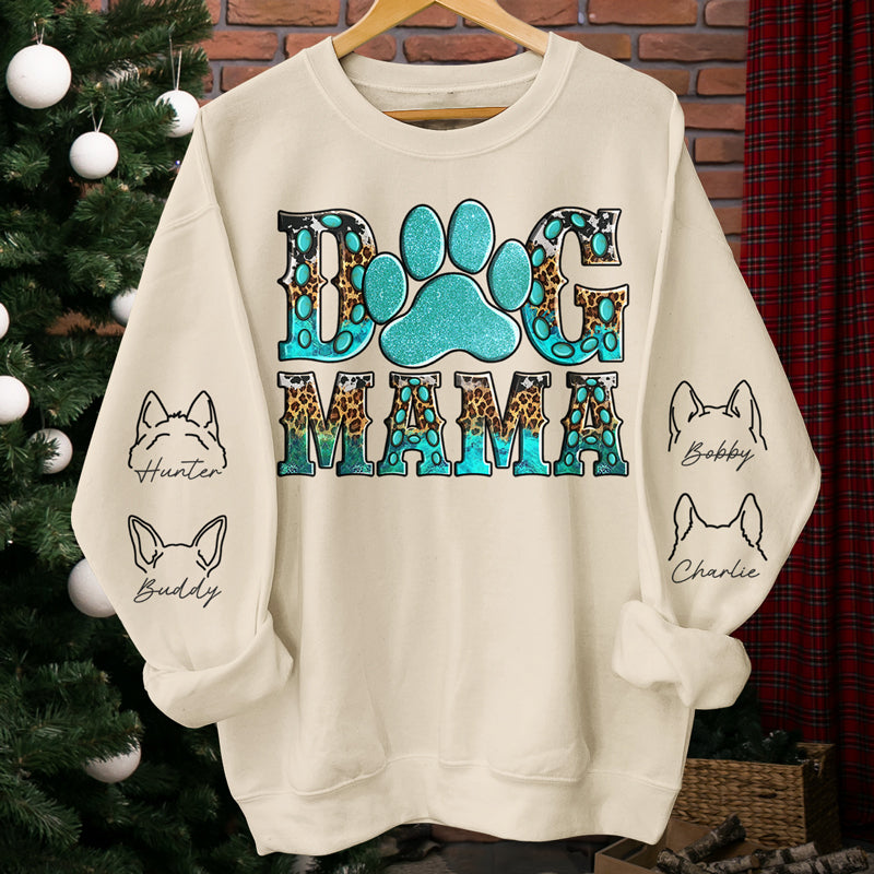 Sweat-shirt unisexe personnalisé avec motif sur la manche « Chien Maman » – Cadeau pour les propriétaires et les amoureux des animaux