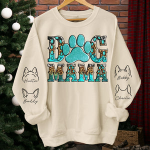 Sweat-shirt unisexe personnalisé avec motif sur la manche « Chien Maman » – Cadeau pour les propriétaires et les amoureux des animaux
