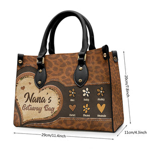 Sac d'escapade de grand-mère - Sac à main en cuir personnalisé pour la famille - Cadeau d'anniversaire pour grand-mère