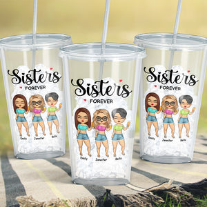 Amis jusqu'au bout - Gobelet en acrylique transparent personnalisé Bestie - Cadeau pour meilleures amies, meilleures amies, sœurs