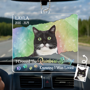 Photo personnalisée « J'aimerais que le pont arc-en-ciel ait des heures de visite » - Ornement de voiture personnalisé commémoratif - Forme personnalisée en acrylique - Cadeau de condoléances pour les propriétaires d'animaux et les amoureux des animaux