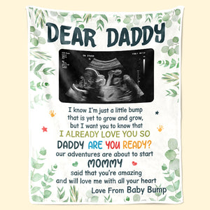 Couverture personnalisée pour bébé avec photo « Je t'aime », de la part de ton petit ventre ! Cadeau de naissance, cadeau pour papa