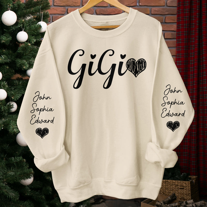 Gigi's Love - Sweat-shirt unisexe personnalisé avec motif sur la manche - Cadeau d'anniversaire pour maman et grand-mère
