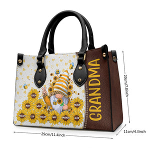 Grand-mère, tu es mon rayon de soleil - Sac à main en cuir personnalisé pour la famille - Cadeau d'anniversaire pour grand-mère