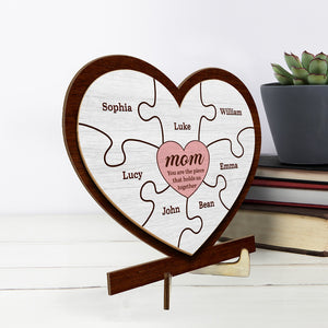 Nous t'aimons à la folie - Plaque en bois personnalisée à 2 couches avec support - Cadeau de pendaison de crémaillère pour maman