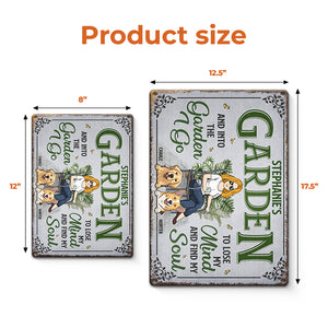 Dans ce jardin, je vais perdre la tête et trouver mon âme - Plaque en métal personnalisée pour chien - Cadeau de pendaison de crémaillère pour propriétaires d'animaux, amoureux des animaux et amateurs de jardinage