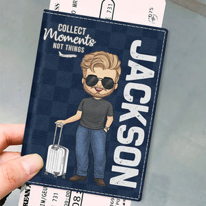 Né pour explorer le monde - Étui de passeport personnalisé, porte-passeport - Cadeau de vacances, cadeau pour les amateurs de voyages d'aventure