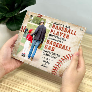 Photo personnalisée derrière chaque joueur de baseball - Cadre photo magnétique en acrylique personnalisé pour la famille - Cadeau pour les membres de la famille