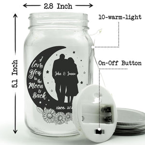 Je t'aime jusqu'à la lune et retour - Couple personnalisé Mason Jar Light - Cadeau pour mari et femme, anniversaire