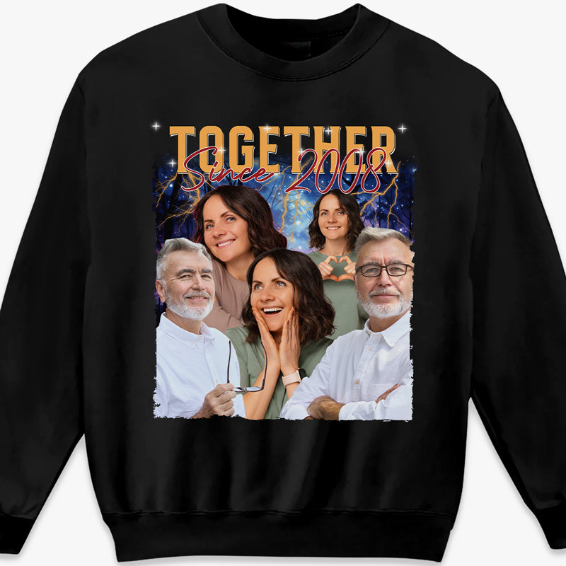 Photo personnalisée de couple ensemble - T-shirt, sweat à capuche et sweat-shirt unisexe personnalisé pour couple - Cadeau pour mari et femme