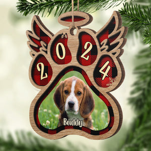 Ailes d'ange pour nos chers animaux de compagnie - Téléchargez une photo d'animal - Décoration de Noël en bois personnalisée en forme de patte
