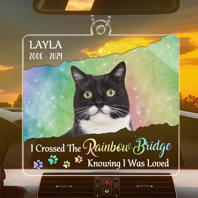 Photo personnalisée « J'aimerais que le pont arc-en-ciel ait des heures de visite » - Ornement de voiture personnalisé commémoratif - Forme personnalisée en acrylique - Cadeau de condoléances pour les propriétaires d'animaux et les amoureux des animaux