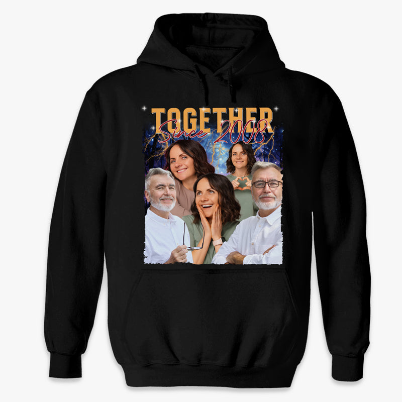 Photo personnalisée de couple ensemble - T-shirt, sweat à capuche et sweat-shirt unisexe personnalisé pour couple - Cadeau pour mari et femme
