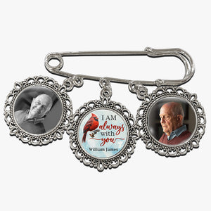Custom Photo I'm Always With You - Memorial Personalized Custom Round Shaped Lapel Pin, Brooch - Sympathy Gift For Family Members
