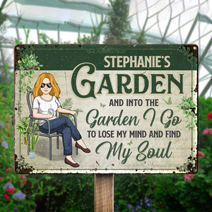 Perdez la tête, trouvez mon âme ici - Panneau en métal personnalisé pour décoration de jardin - Cadeau de pendaison de crémaillère pour les amateurs de jardinage