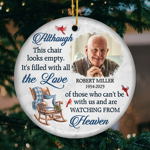 Photo personnalisée remplie de tout l'amour - Ornement personnalisé commémoratif personnalisé - Forme ronde en céramique - Cadeau de Noël, cadeau de condoléances pour les membres de la famille